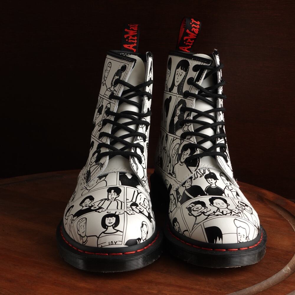 Dr. Martens Boots Unisex SZ M9 W10 BLK White 1460 Fuyuki Kanai For Pride Combat - Picture 3 of 16
